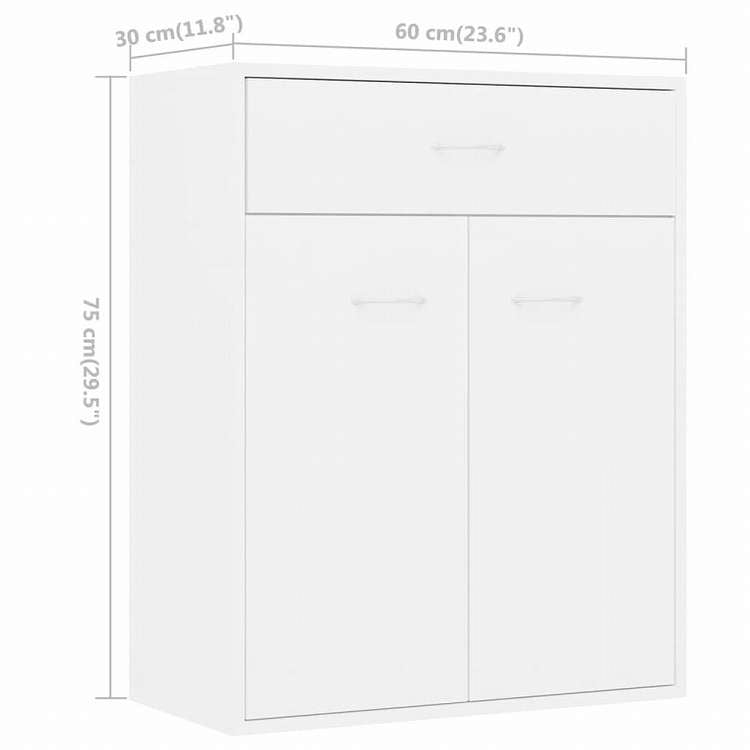 vidaXL サイドボード 白色 60x30x75cm パーティクルボード家具 キャビネット&収納 サイドボード(代引不可)