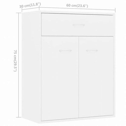 vidaXL サイドボード 白色 60x30x75cm パーティクルボード家具 キャビネット&収納 サイドボード(代引不可)
