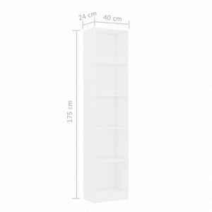 vidaXL 5段 ブックキャビネット ホワイト 40x24x175cm エンジニアリングウッド家具 棚 本棚・オープンラック(代引不可)