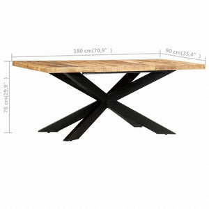 vidaXL ダイニングテーブル 180x90x76cm マンゴー無垢材 (粗目)家具 テーブル キッチン・ダイニングルームテーブル(代引不可)