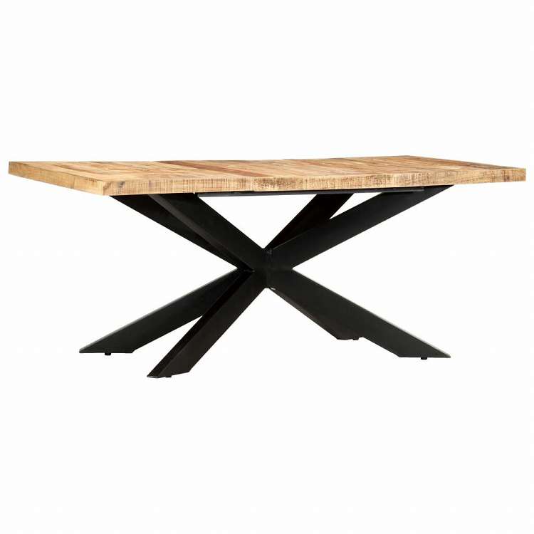 vidaXL ダイニングテーブル 180x90x76cm マンゴー無垢材 (粗目)家具 テーブル キッチン・ダイニングルームテーブル(代引不可)