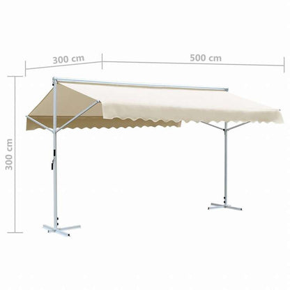 vidaXL 自立型オーニング 500×300cm クリームホーム&ガーデン 芝&ガーデン アウトドアリビング 屋外用傘・サンシェード(代引不可)
