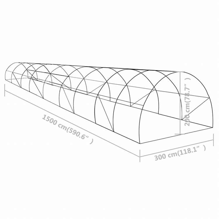 vidaXL 温室 45m2 15x3x2mホーム&ガーデン 芝&ガーデン ガーデニング グリーンハウス・温室(代引不可)