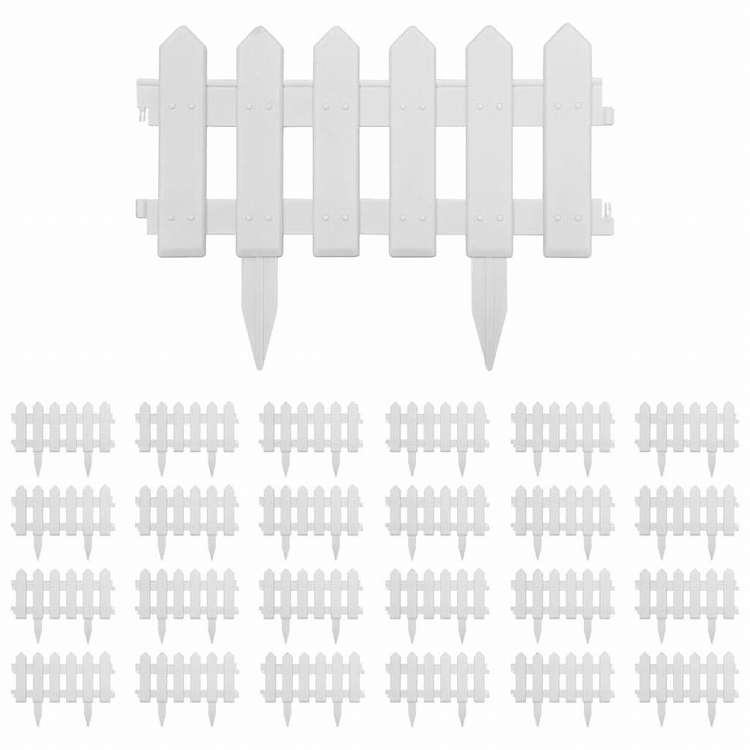 vidaXL 芝生エッジ 25点 ホワイト 10m PP製ハードウェア フェンス&バリア 庭小道・縁(代引不可)