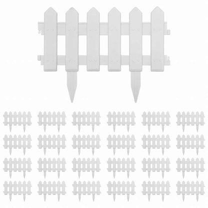 vidaXL 芝生エッジ 25点 ホワイト 10m PP製ハードウェア フェンス&バリア 庭小道・縁(代引不可)
