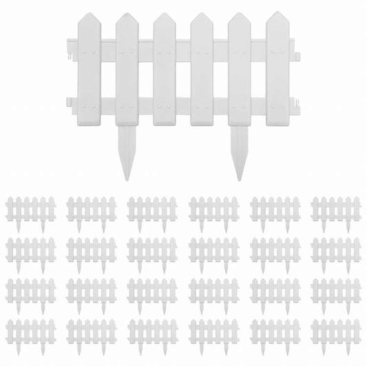 vidaXL 芝生エッジ 25点 ホワイト 10m PP製ハードウェア フェンス&バリア 庭小道・縁(代引不可)