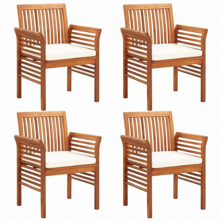 vidaXL 屋外ダイニング5点セット クッション付 アカシア無垢材家具 アウトドア家具 屋外家具セット(代引不可)