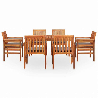 vidaXL 屋外ダイニング7点セット クッション付き アカシア無垢材家具 アウトドア家具 屋外家具セット(代引不可)