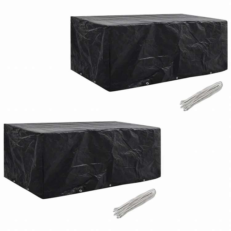 vidaXL ガーデン家具カバー2点セット 8人用 ポリラタン製セット 10穴 229x113cm家具 屋外家具アクセサリ 屋外家具カバー(代引不可)