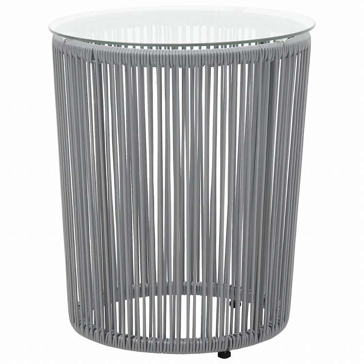 vidaXL ビストロ3点セット クッション付き PVCラタン製 グレー家具 アウトドア家具 屋外家具セット(代引不可)