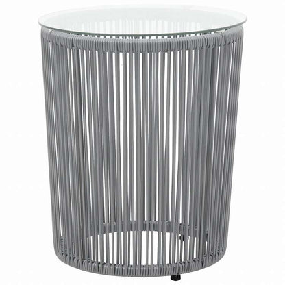 vidaXL ビストロ3点セット クッション付き PVCラタン製 グレー家具 アウトドア家具 屋外家具セット(代引不可)