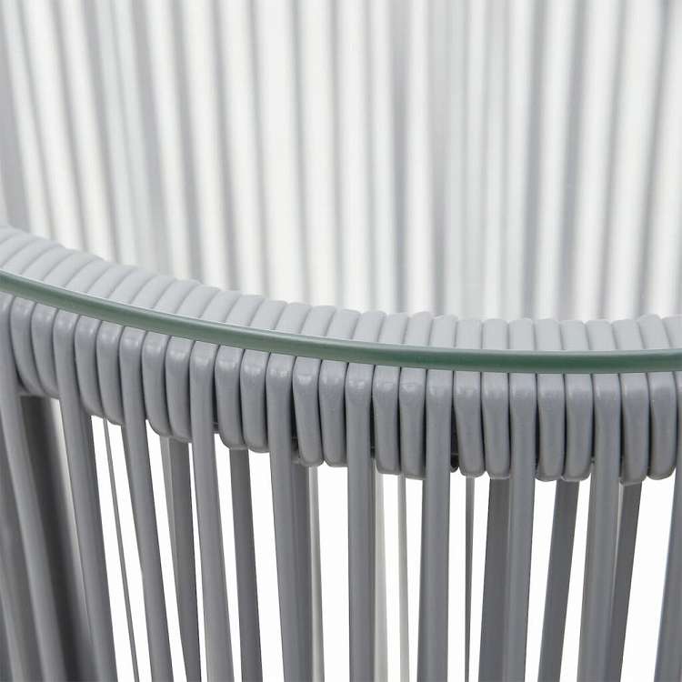 vidaXL ビストロ3点セット クッション付き PVCラタン製 グレー家具 アウトドア家具 屋外家具セット(代引不可)