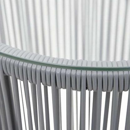 vidaXL ビストロ3点セット クッション付き PVCラタン製 グレー家具 アウトドア家具 屋外家具セット(代引不可)