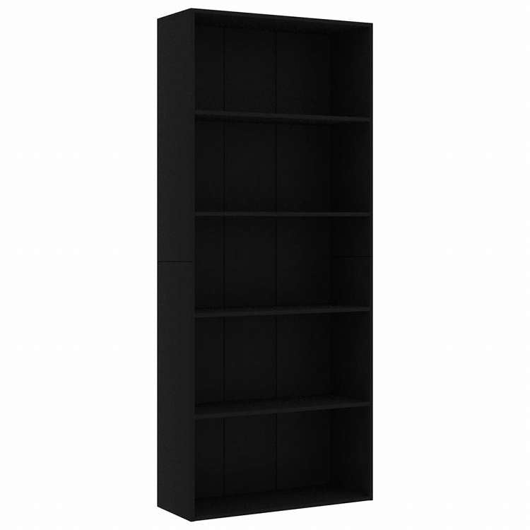 vidaXL 5段 ブックキャビネット ブラック 80x30x189cm エンジニアリングウッド家具 棚 本棚・オープンラック(代引不可)