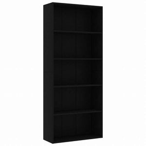 vidaXL 5段 ブックキャビネット ブラック 80x30x189cm エンジニアリングウッド家具 棚 本棚・オープンラック(代引不可)