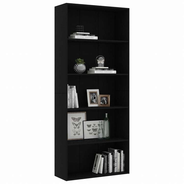 vidaXL 5段 ブックキャビネット ブラック 80x30x189cm エンジニアリングウッド家具 棚 本棚・オープンラック(代引不可)