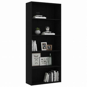 vidaXL 5段 ブックキャビネット ブラック 80x30x189cm エンジニアリングウッド家具 棚 本棚・オープンラック(代引不可)