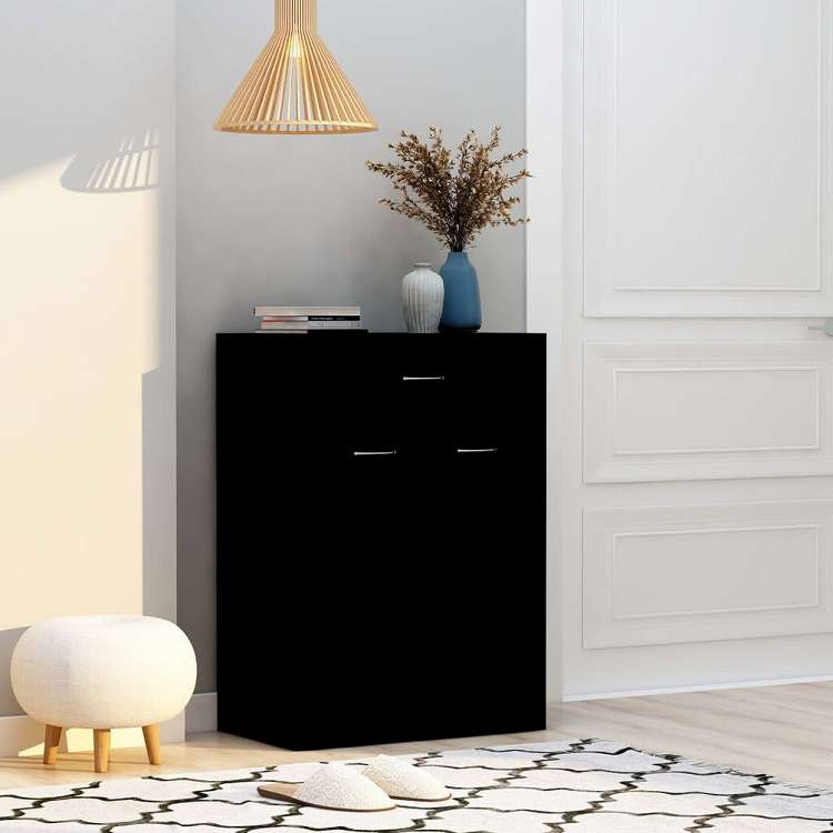 vidaXL シューズキャビネット ブラック 60x35x84cm エンジニアリングウッドホーム&ガーデン 家事用品 収納&オーガナイザー 衣類・ワードローブ収納 シューズラック・整理収納(代引不可)