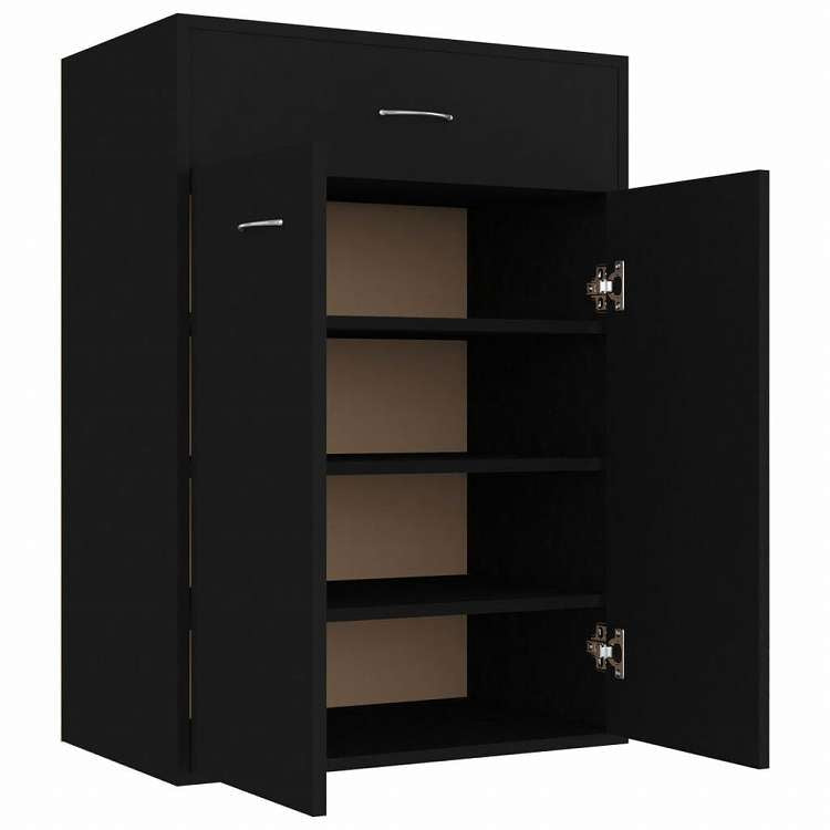 vidaXL シューズキャビネット ブラック 60x35x84cm エンジニアリングウッドホーム&ガーデン 家事用品 収納&オーガナイザー 衣類・ワードローブ収納 シューズラック・整理収納(代引不可)