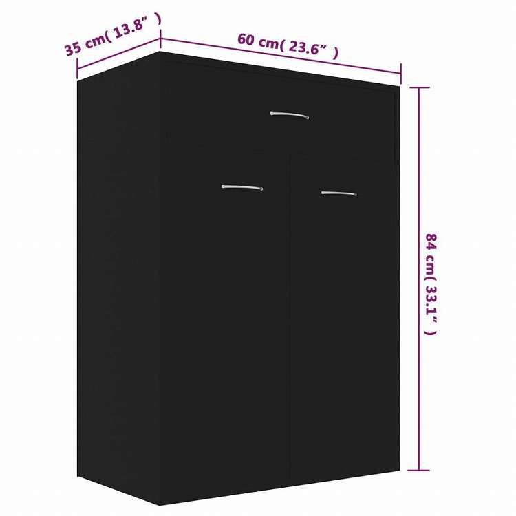 vidaXL シューズキャビネット ブラック 60x35x84cm エンジニアリングウッドホーム&ガーデン 家事用品 収納&オーガナイザー 衣類・ワードローブ収納 シューズラック・整理収納(代引不可)
