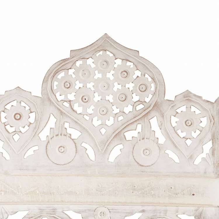 vidaXL 手彫り間仕切り 5枚パネル ホワイト 200x165cm マンゴー無垢材家具 間仕切り(代引不可)