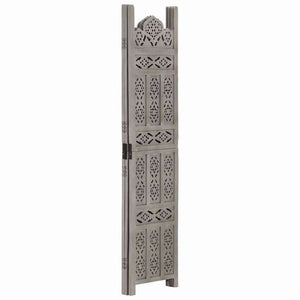 vidaXL 手彫り間仕切り 3枚パネル グレー 120x165cm マンゴー無垢材家具 間仕切り(代引不可)
