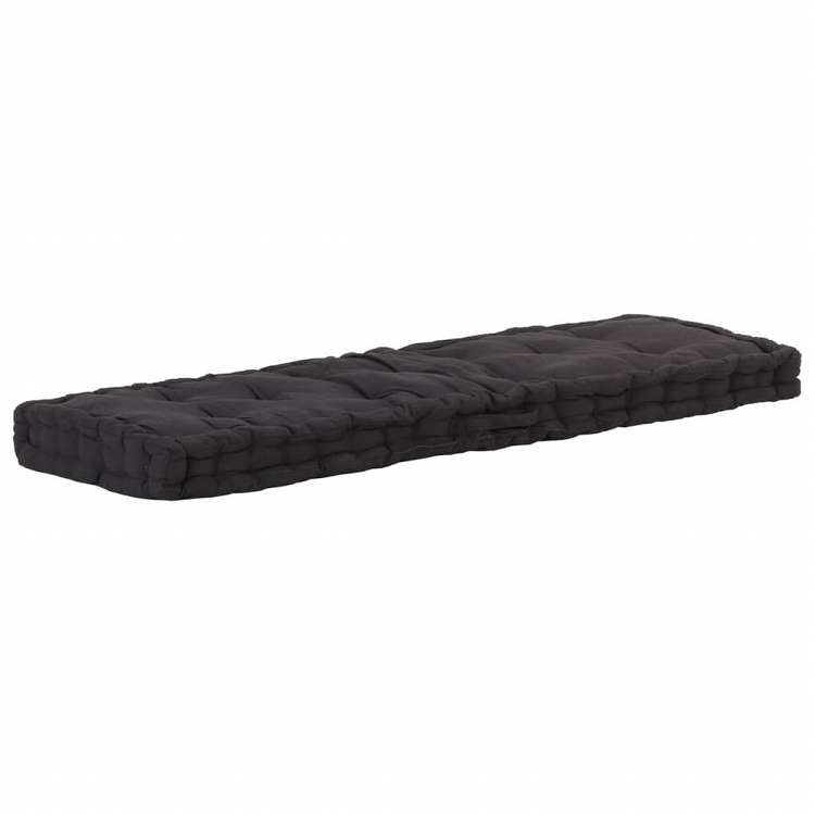 vidaXL パレットフロアクッション コットン 120x40x7 cm ブラックホーム&ガーデン デコレーション チェア・ソファクッション(代引不可)