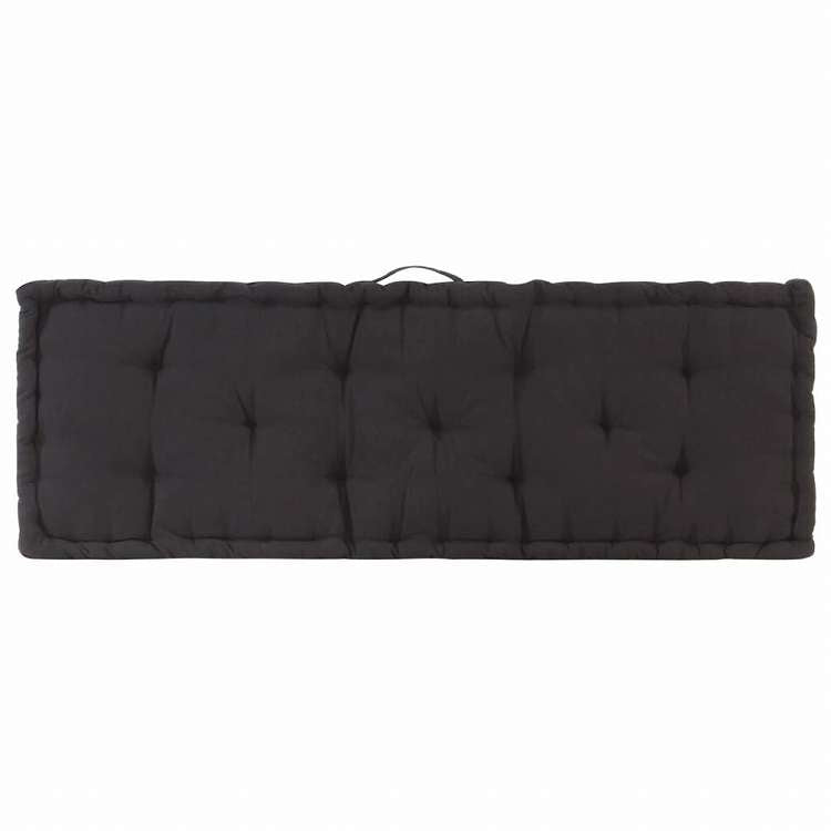 vidaXL パレットフロアクッション コットン 120x40x7 cm ブラックホーム&ガーデン デコレーション チェア・ソファクッション(代引不可)