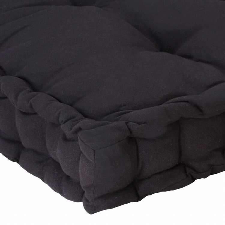 vidaXL パレットフロアクッション コットン 120x40x7 cm ブラックホーム&ガーデン デコレーション チェア・ソファクッション(代引不可)
