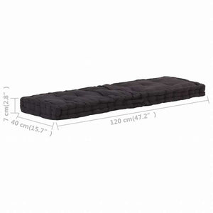 vidaXL パレットフロアクッション コットン 120x40x7 cm ブラックホーム&ガーデン デコレーション チェア・ソファクッション(代引不可)