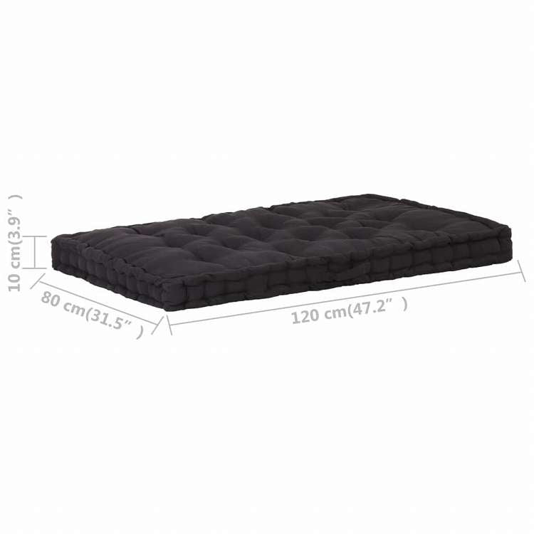 vidaXL フロアパレットソファクッション 120x80x10 cm ブラックホーム&ガーデン デコレーション チェア・ソファクッション(代引不可)