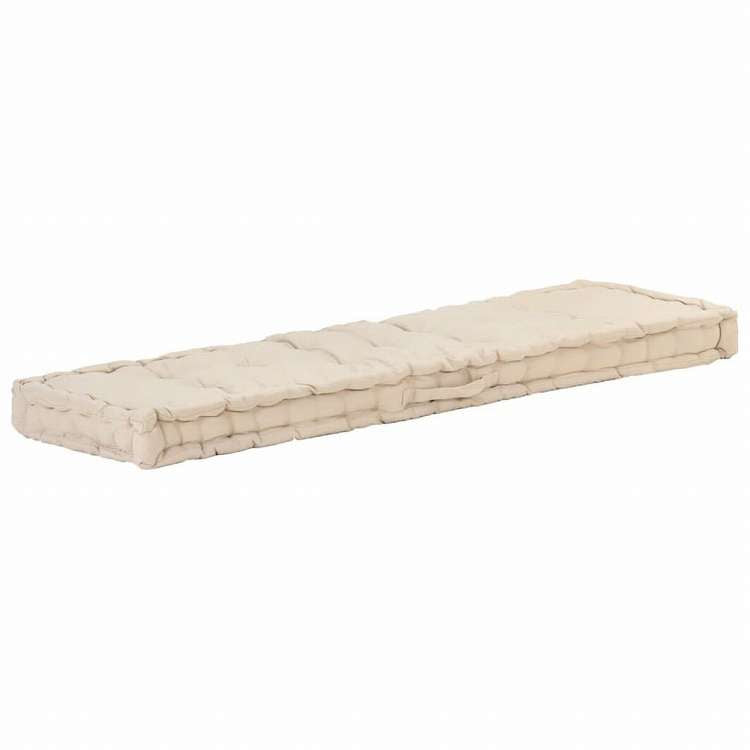 vidaXL パレットフロアクッション コットン 120x40x7 cm ベージュホーム&ガーデン デコレーション チェア・ソファクッション(代引不可)