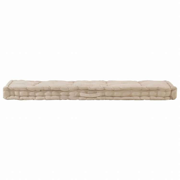 vidaXL パレットフロアクッション コットン 120x40x7 cm ベージュホーム&ガーデン デコレーション チェア・ソファクッション(代引不可)