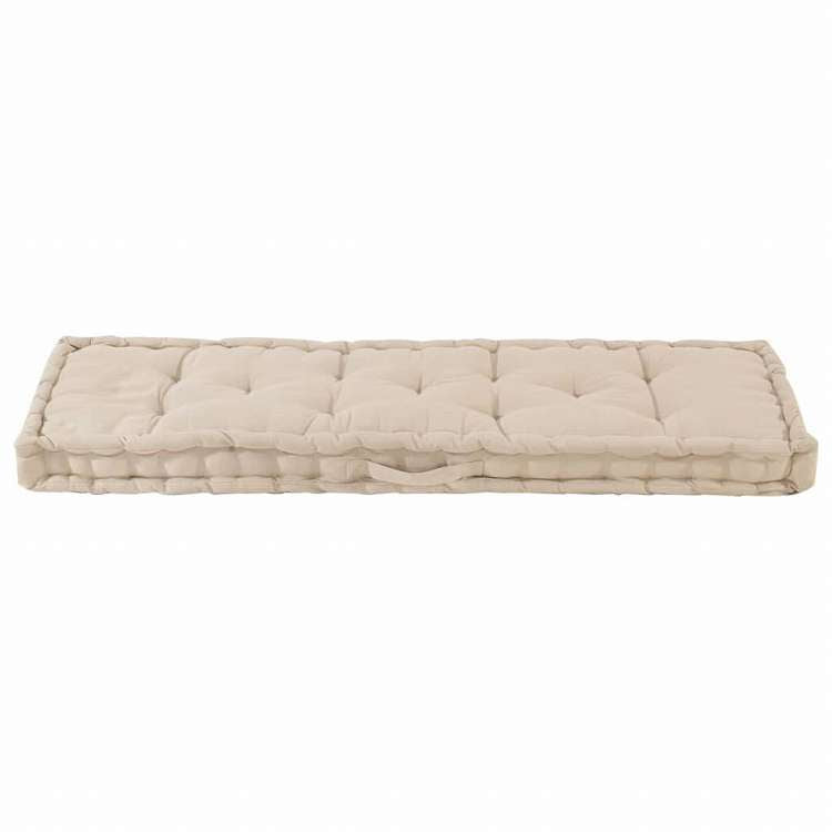 vidaXL パレットフロアクッション コットン 120x40x7 cm ベージュホーム&ガーデン デコレーション チェア・ソファクッション(代引不可)