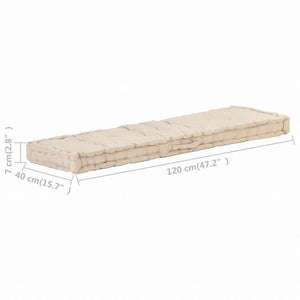 vidaXL パレットフロアクッション コットン 120x40x7 cm ベージュホーム&ガーデン デコレーション チェア・ソファクッション(代引不可)