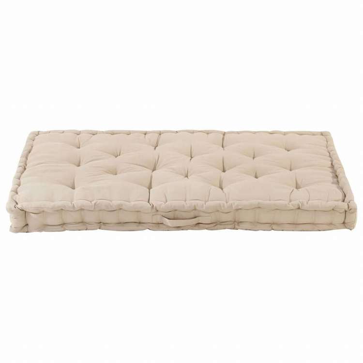 vidaXL パレットフロアクッション コットン 120x80x10 cm ベージュホーム&ガーデン デコレーション チェア・ソファクッション(代引不可)