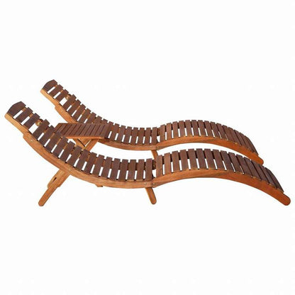 vidaXL サンラウンジャー 3点セット ティーテーブル付 アカシア無垢材家具 アウトドア家具 屋外椅子 サンラウンジャー(代引不可)