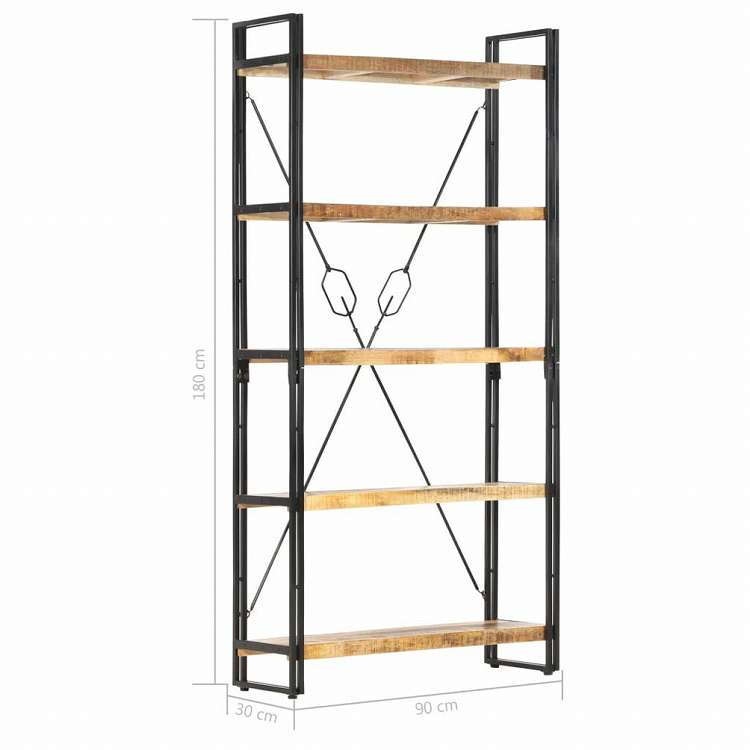 vidaXL 5段 書棚 90x30x180cm マンゴー無垢材家具 棚 本棚・オープンラック(代引不可)