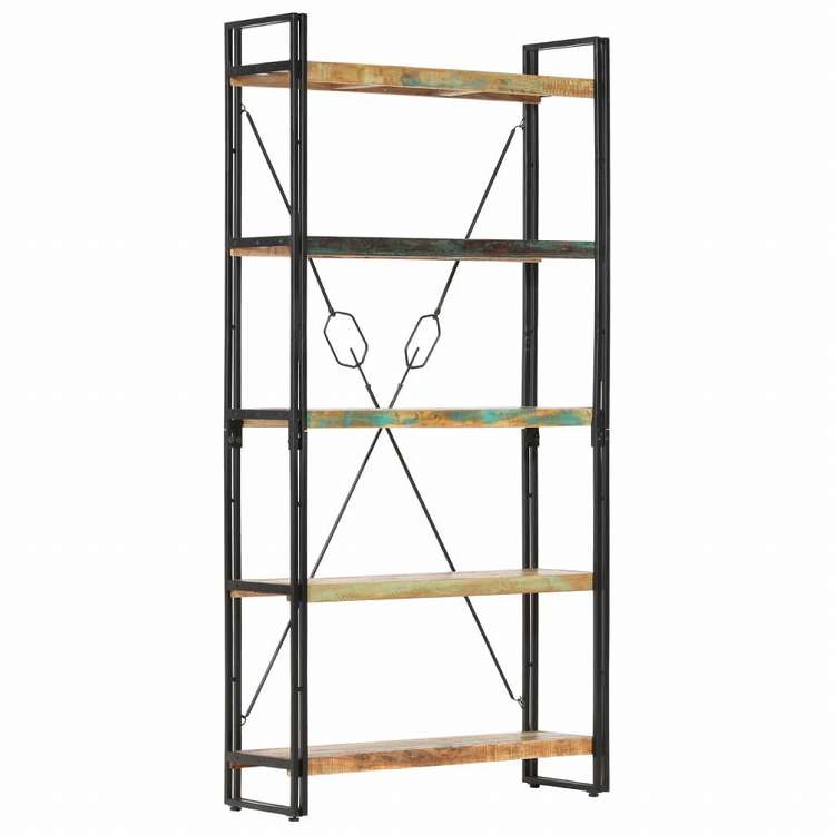 vidaXL 5段 書棚 90x30x180cm 無垢の再生木材家具 棚 本棚・オープンラック(代引不可)