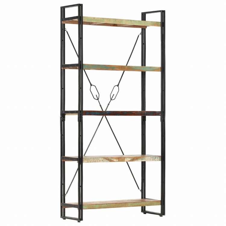 vidaXL 5段 書棚 90x30x180cm 無垢の再生木材家具 棚 本棚・オープンラック(代引不可)