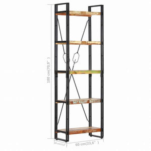 vidaXL 5段 書棚 60x30x180cm 無垢の再生木材家具 棚 本棚・オープンラック(代引不可)