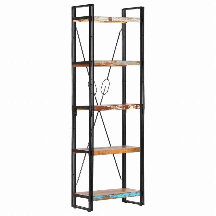 vidaXL 5段 書棚 60x30x180cm 無垢の再生木材家具 棚 本棚・オープンラック(代引不可)