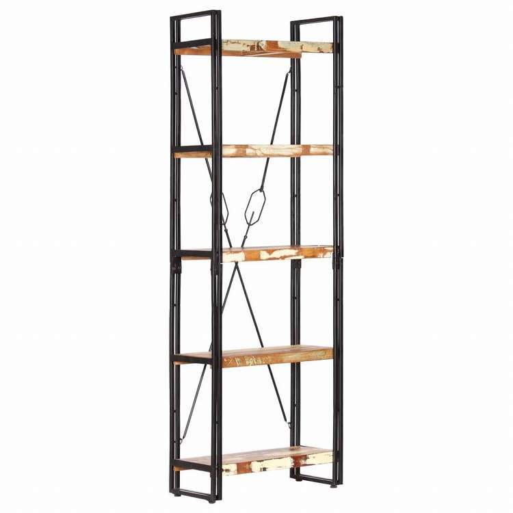 vidaXL 5段 書棚 60x30x180cm 無垢の再生木材家具 棚 本棚・オープンラック(代引不可)