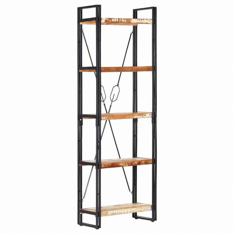 vidaXL 5段 書棚 60x30x180cm 無垢の再生木材家具 棚 本棚・オープンラック(代引不可)
