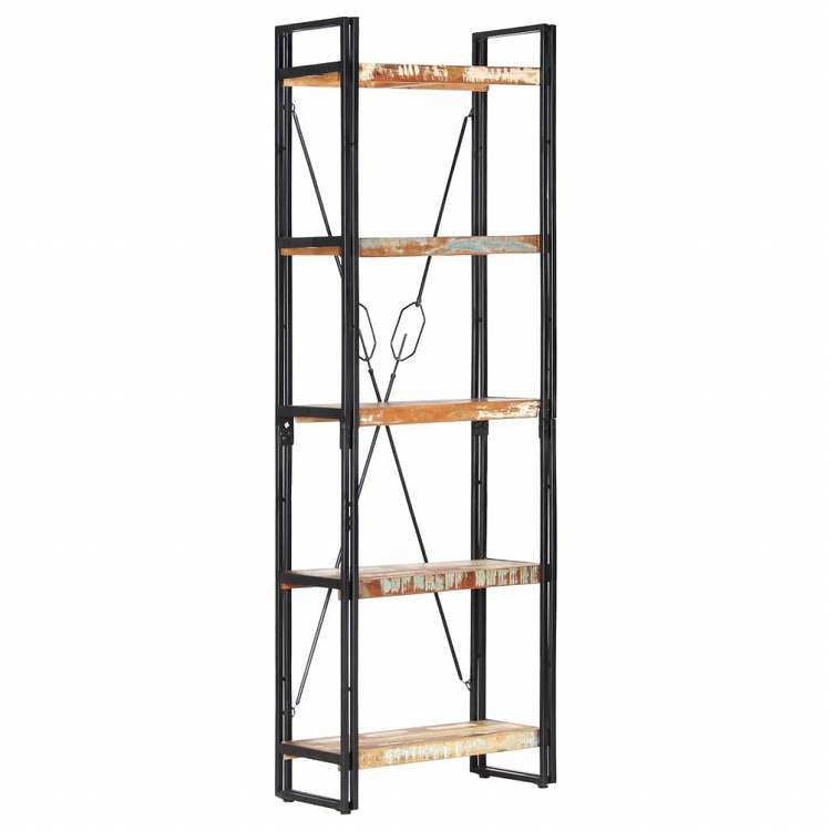 vidaXL 5段 書棚 60x30x180cm 無垢の再生木材家具 棚 本棚・オープンラック(代引不可)