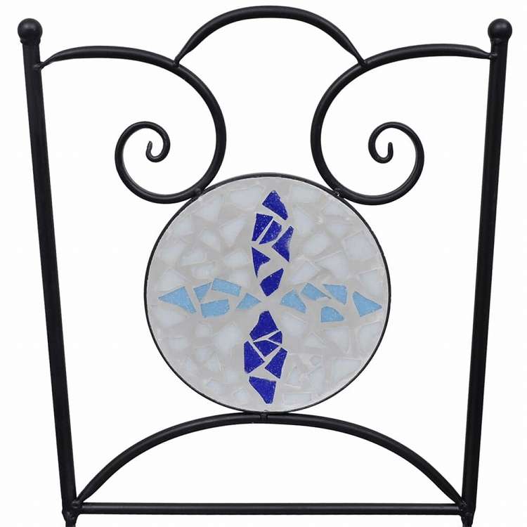 vidaXL モザイクビストロ3点セット セラミックタイル ブルー&ホワイト家具 アウトドア家具 屋外家具セット(代引不可)