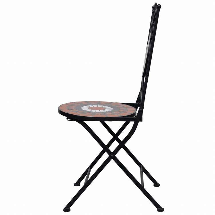 vidaXL モザイクビストロ3点セット セラミックタイル テラコッタ&ホワイト家具 アウトドア家具 屋外家具セット(代引不可)