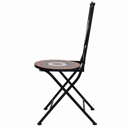 vidaXL モザイクビストロ3点セット セラミックタイル テラコッタ&ホワイト家具 アウトドア家具 屋外家具セット(代引不可)