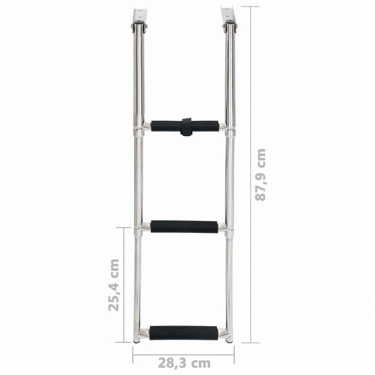 vidaXL 折りたたみ乗船はしご 3段 ステンレススチール製自動車&部品 自動車部品&アクセサリー ウォータークラフトパーツ&アクセサリ ドッキング&アンカリング ボート梯子(代引不可)