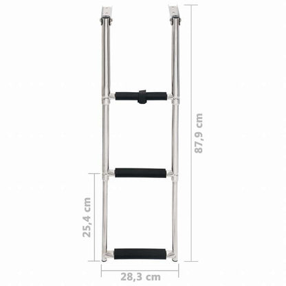vidaXL 折りたたみ乗船はしご 3段 ステンレススチール製自動車&部品 自動車部品&アクセサリー ウォータークラフトパーツ&アクセサリ ドッキング&アンカリング ボート梯子(代引不可)